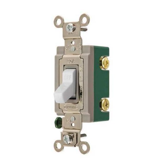 Hubbell Wiring Device-Kellems Wall Switch,30A,White,2-Pole Type,2 HP HBL3032W