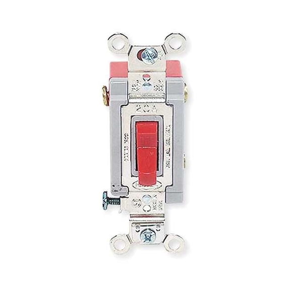 Hubbell Wiring Device-Kellems Wall Switch,Red,20A;Back;Side,DblPole HBL1222R