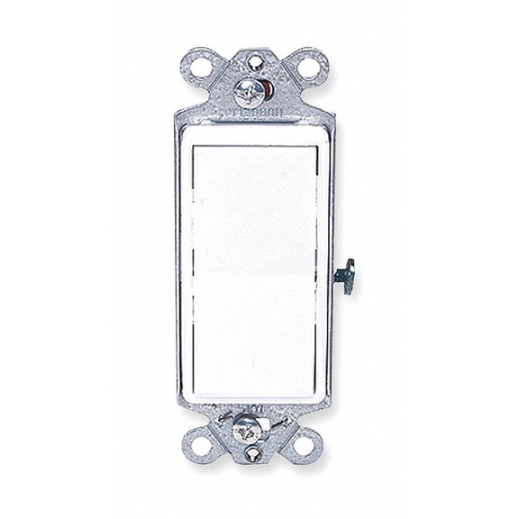 Hubbell Specification Grade Decorator Rocker Switch, 15 Amp, Single Pole, White
