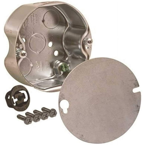 Hubbell Wiring 296-1 Raco Round Ceiling Fan Support Box with 1/2" Side and Bottom Knockouts, 1-1/2" Deep, 4" Round