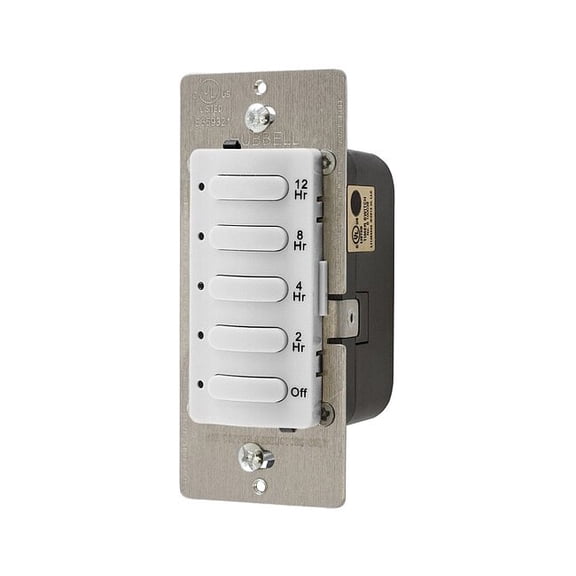Hubbell Wiring Device-Kellems Timer, Electronic, 120/277V, White DT5012W