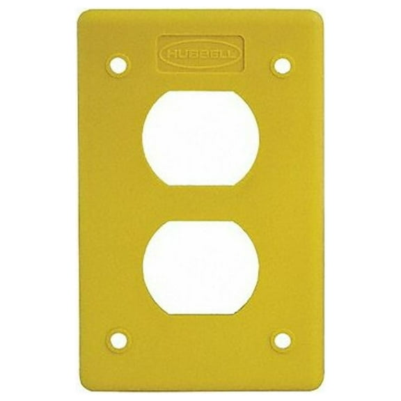 Hubbell Wiring Device-Kellems Duplex Cover Plate,Non-Metallic,Yellow HBLP8FSY