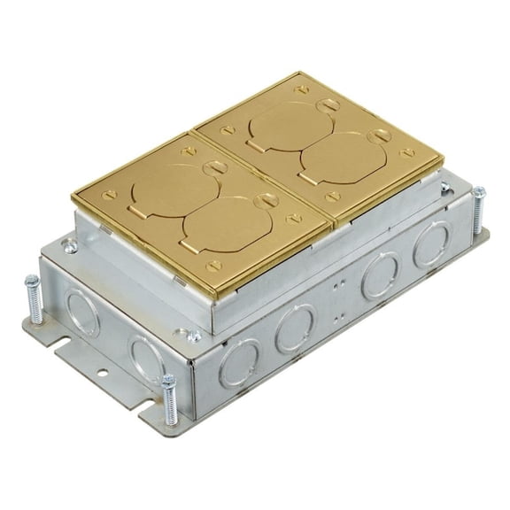 Hubbell Wiring Device-Kellems Floor Box,Brass/Steel,Rectangular FB2422