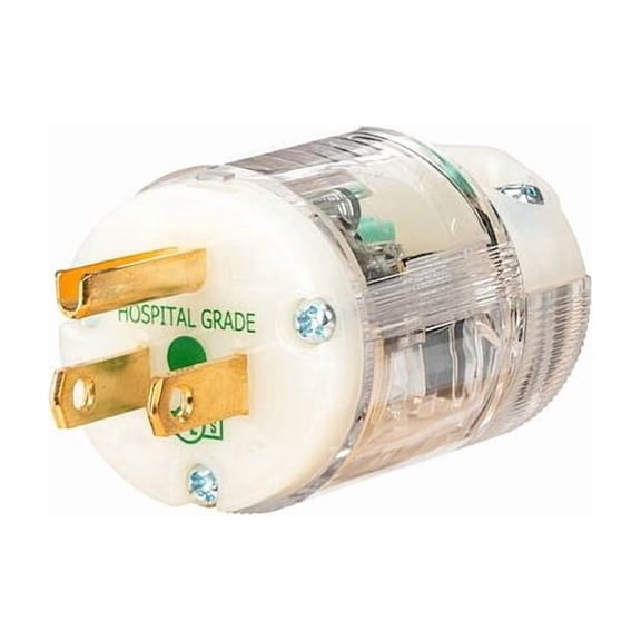 Straight Blade Plug, 5-15P, 15 A, 125V AC, 2 Pole, Spring Clamp Terminals, Grounded