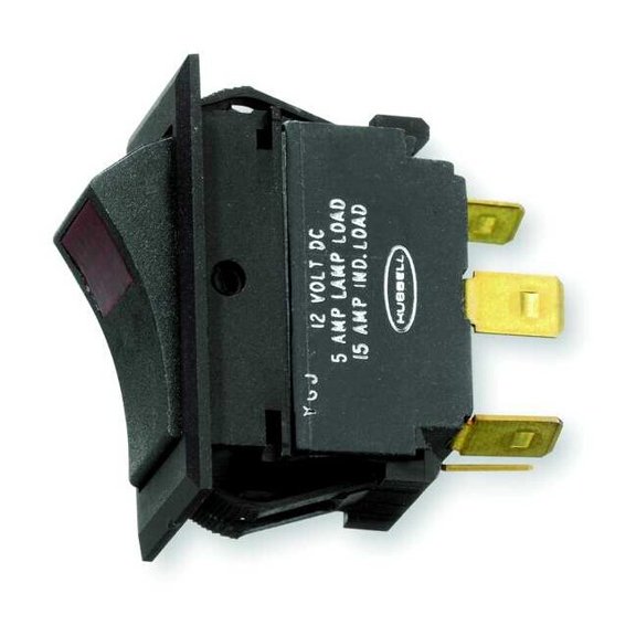 Hubbell Wiring Device-Kellems Lighted Rocker Switch,SPST,4 Connections MR11LRSP
