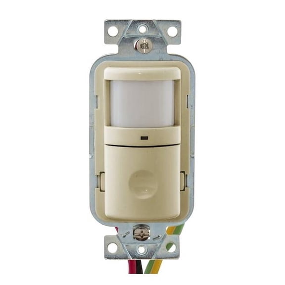 Wall Mount Sensor, Occupancy, Vacancy, Hard Wired, Ivory, 1,200 sq ft, Fluorescent, LED