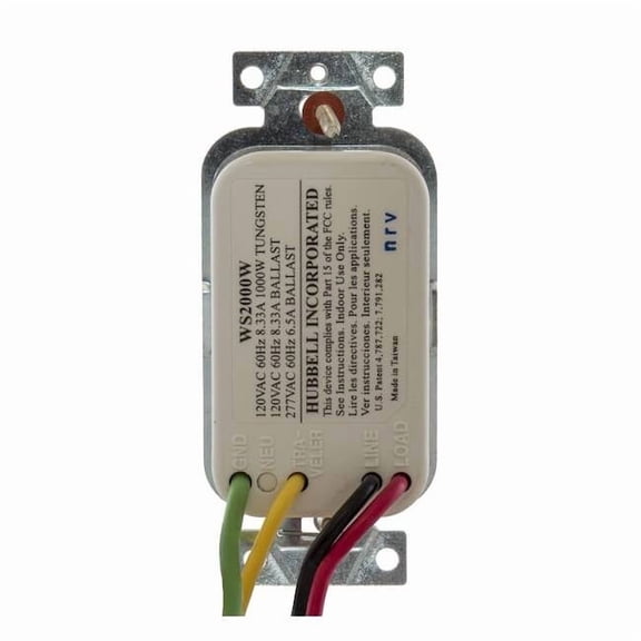 Wall Mount Sensor, Occupancy, Vacancy, Hard Wired, White, 1,200 sq ft, Fluorescent, LED