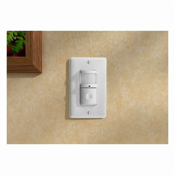 Wall Mount Sensor, Occupancy, Vacancy, Hard Wired, White, 1,200 sq ft, Fluorescent, LED