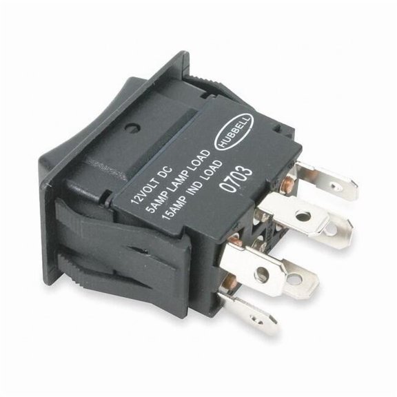 Hubbell Wiring Device-Kellems MarinRockSwtch,NoLens/Lamp,Blk,On/Off/On MR223MMSP