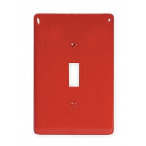 Hubbell NPJ1R Toggle Switch Wall Plate, 1-Gang, Midsize, Red