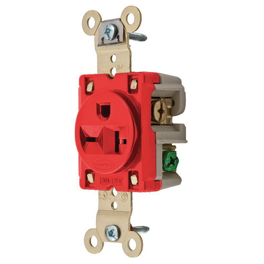 hubbell-wiring hbl5461r specification grade heavy-duty straight blade single receptacle 20 amp 250 volt nema 6-20r red