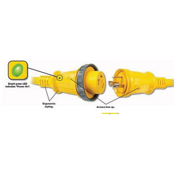 Hubbell Wiring HBL61CM03LED Hubbell Hbl61cm03led 30 Amp 25 Foot Cordset With Led