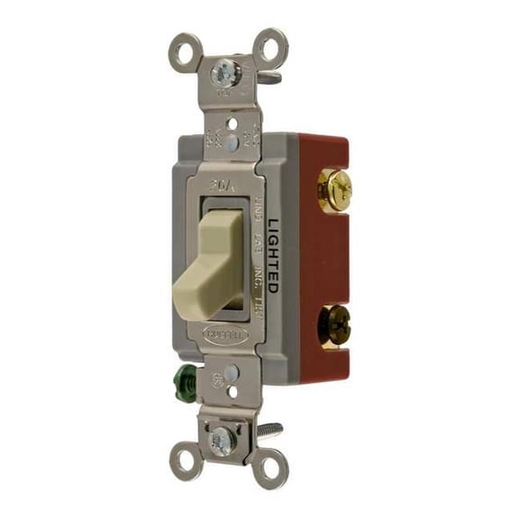 Hubbell Wiring Device-Kellems Illuminated Wall Switch,3-Way,20A,Ivory HBL1223IL