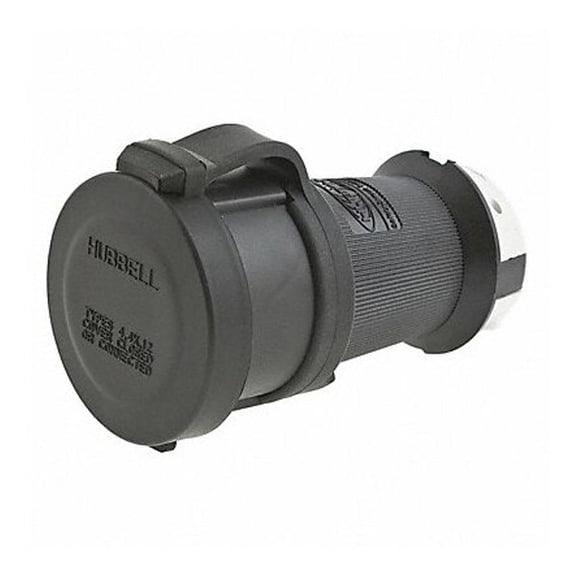 Hubbell Wiring Systems HBL2313SW Twist-Lock Watertight Safety Shroud Female Connector, 20 amp, 125VAC, 2-Pole, 3-Wire Grounding, L5-20R, Black/White CA3