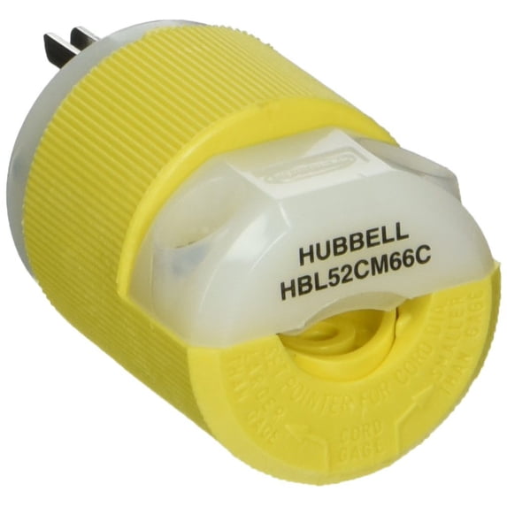 Hubbell Wiring Systems HBL52CM66C Insulgrip Replacement Plug, 15A, 125 VAC, Yellow