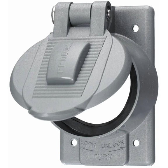 Hubbell Wiring Systems HBL7774WO Twist-Lock Ship-to-Shore Valox Thermoplastic Lift Cover for Weather Proofing 50A Receptacles, Gray CA2