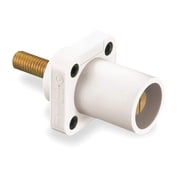 Hubbell Wiring Systems HBLMRSW TPE Single Pole Panel Mount Male Receptacle for Threaded Mounting Hole, 1/2-13 UNC Thread Stud, 400 Amp, 4-3/32 Length, White CA1