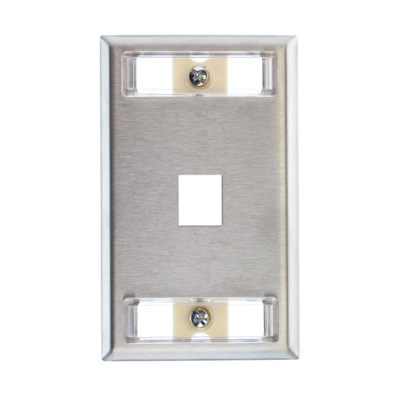 Hubbell Wiring Systems SSFL11 iSTATION 1-Gang Stainless Steel Face Plate with Label Field, 1-Port