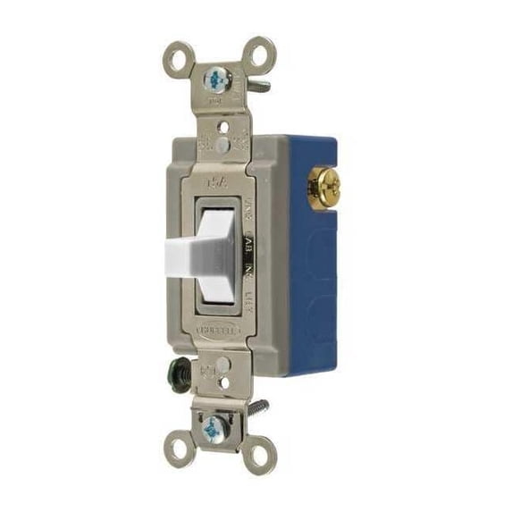 Hubbell Wiring Device-Kellems WllSwtch,Wht,15A;Bk;Sd,SnglPole/DblThrow HBL1556W