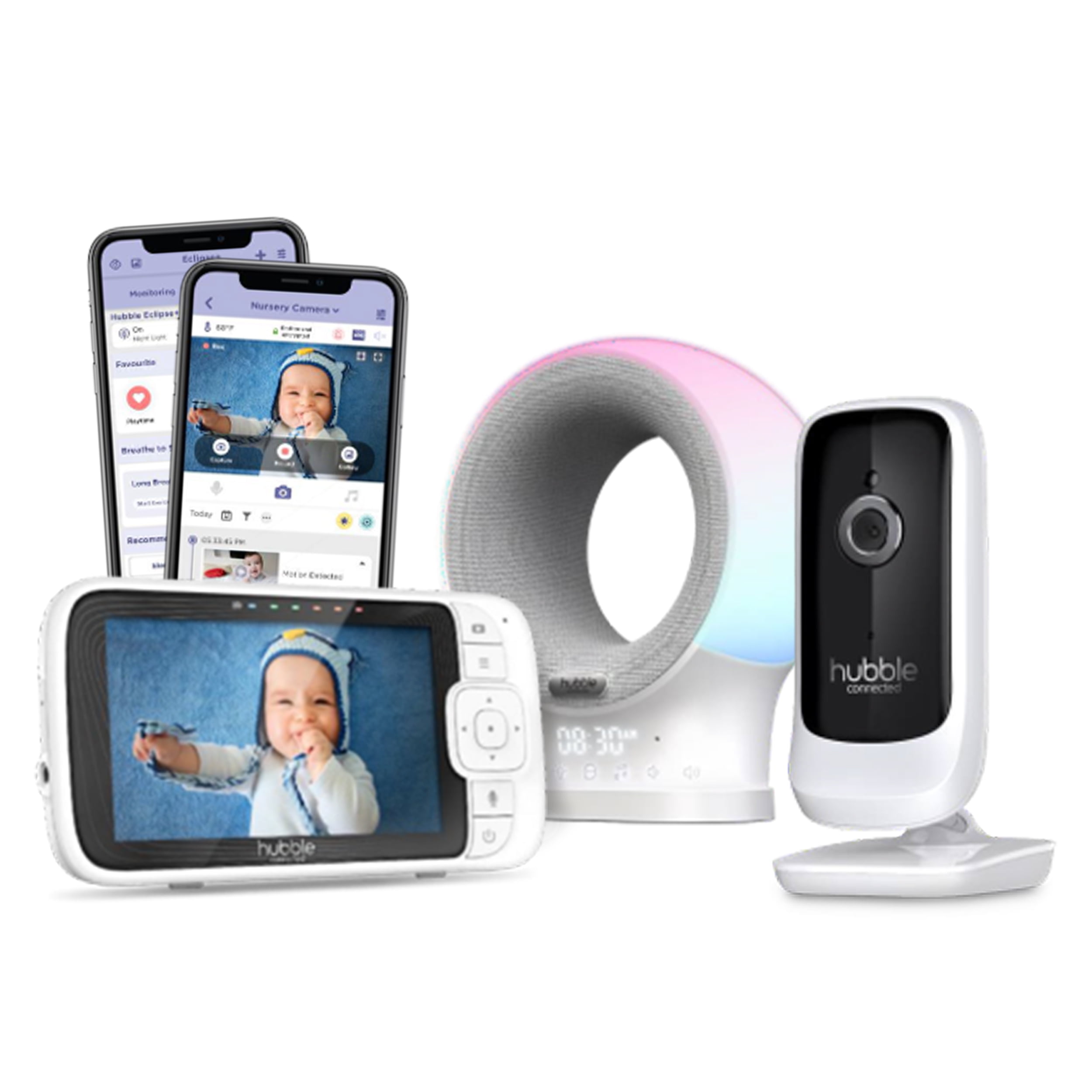 Hubble Connected Eclipse+ and Nursery Pal Link Video Baby Monitor Bundle.  Eclipse+ Portable Soother.  Nursery Pal Link Baby Monitor, Single Camera.