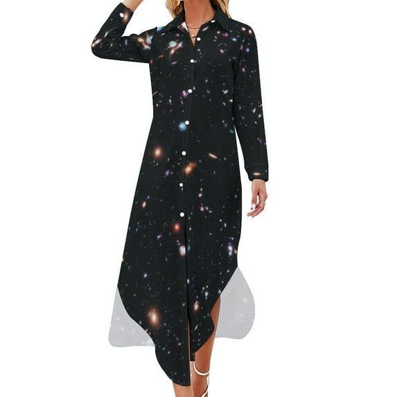 Hubble Extreme Deep Field Image of Outer Space Long Sleeved Shirt Dress Women dresses summer wedding dresses for parties