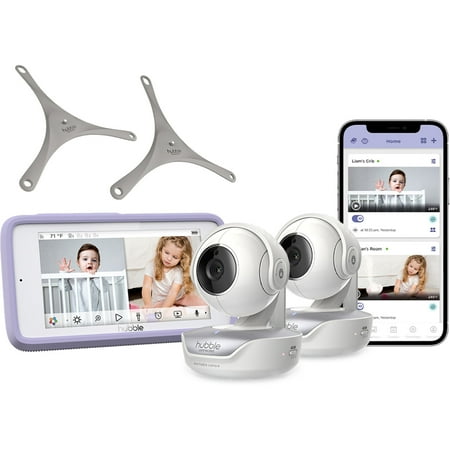 Hubble Connected Nursery Pal Deluxe Twin Wireless, Wi-Fi Enabled Baby Monitor - White