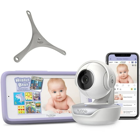 Hubble Connected - Nursery Pal Premium with Hubble Grip 5" HD Smart Baby Monitor with Pan, Tilt, Zoom and Touch Screen - White