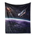 thumbnail image 1 of Hubble Soft Flannel Fleece Throw Blanket, Real Life Image Shot in Space Spaceship Shuttle Take Off Futuristic Composition, Cozy Plush for Indoor and Outdoor Use, 50" x 70", Multicolor, by Ambesonne, 1 of 6