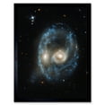thumbnail image 1 of Hubble Space Telescope Image AM 2026-424 Arp Madore Blue Ring Interacting Galaxy Pair Head-On Collision Forming Disks Gas Dust And Stellar Clusters Art Print Framed Poster Wall Decor 12x16 inch, 1 of 5