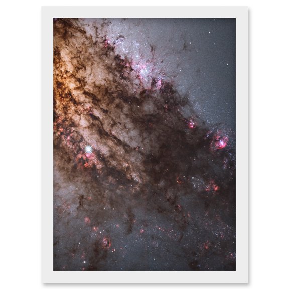 Hubble Space Telescope Image Active Galaxy Centaurus A Galactic Nucleus Stellar Birth In Elliptical Disk Gas Dust With Supermassive Dark Hole Center Artwork Framed Wall Art Print A4
