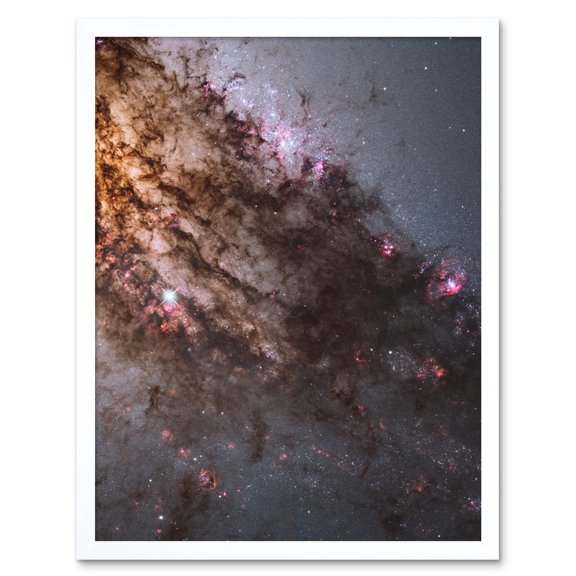 Hubble Space Telescope Image Active Galaxy Centaurus A Galactic Nucleus Stellar Birth In Elliptical Disk Gas Dust With Supermassive Dark Hole Center Art Print Framed Poster Wall Decor 12x16 inch