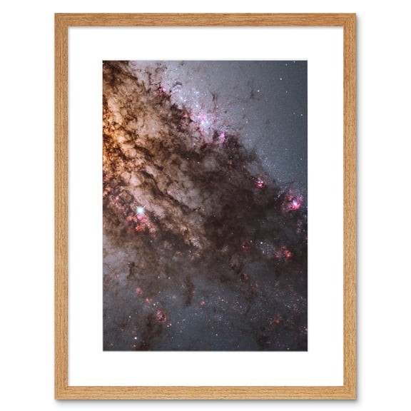Hubble Space Telescope Image Active Galaxy Centaurus A Galactic Nucleus Stellar Birth In Elliptical Disk Gas Dust With Supermassive Dark Hole Center Artwork Framed Wall Art Print 9X7 Inch