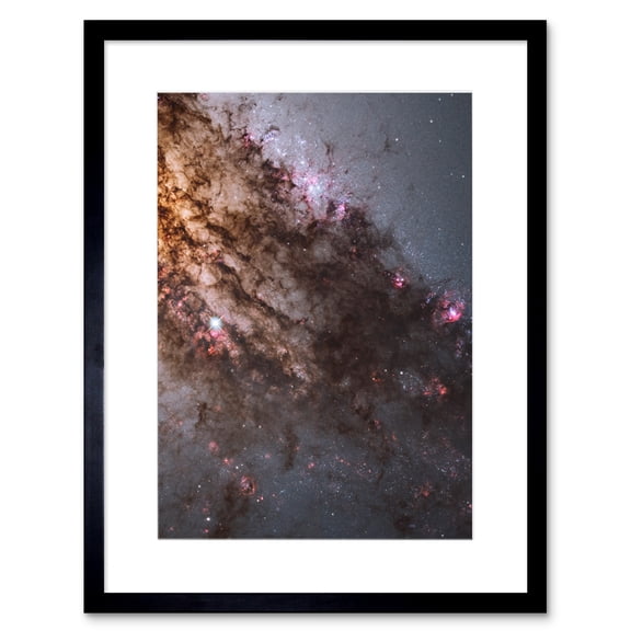 Hubble Space Telescope Image Active Galaxy Centaurus A Galactic Nucleus Stellar Birth In Elliptical Disk Gas Dust With Supermassive Dark Hole Center Artwork Framed Wall Art Print 9X7 Inch