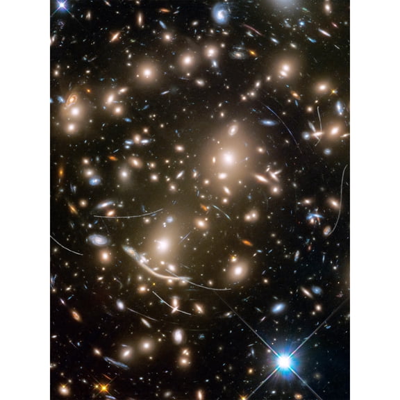 Hubble Space Telescope Image Asteroids In Hubble Frontier Field Abell 370 Galaxy Cluster Gravitational Lensing Asteroid Trails Extra Large XL Wall Art Poster Print
