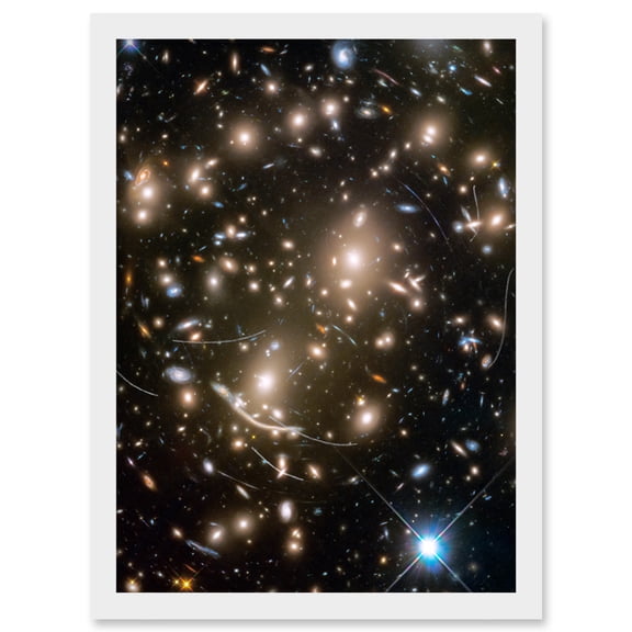 Hubble Space Telescope Image Asteroids In Hubble Frontier Field Abell 370 Galaxy Cluster Gravitational Lensing Asteroid Trails Artwork Framed Wall Art Print A4