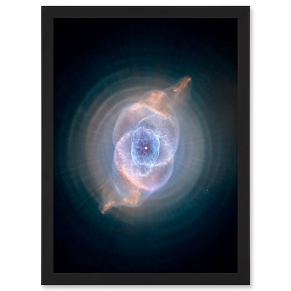 Hubble Space Telescope Image Cat's Eye Planetary Nebula Dying Star Sculpture Gas Dust Spherical Mass Pulse Ejections Bright Bull's Eye Pattern Artwork Framed Wall Art Print A4