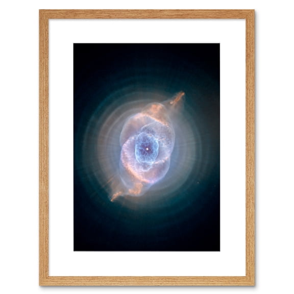 Hubble Space Telescope Image Cat's Eye Planetary Nebula Dying Star Sculpture Gas Dust Spherical Mass Pulse Ejections Bright Bull's Eye Pattern Artwork Framed Wall Art Print 9X7 Inch