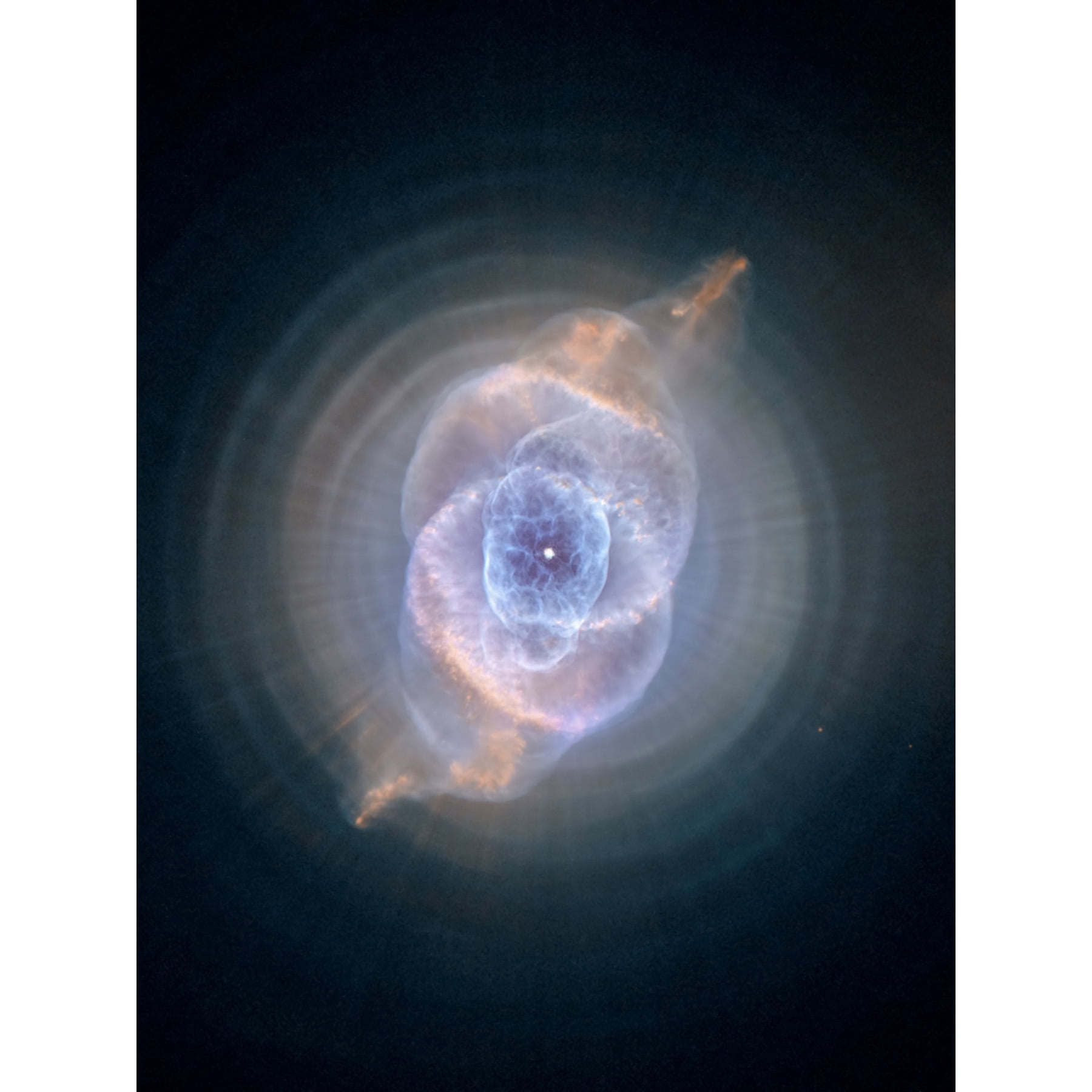 Hubble Space Telescope Image Cat's Eye Planetary Nebula Dying Star  Sculpture Gas Dust Spherical Mass Pulse Ejections Bright Bull's Eye Pattern  Large Wall Art Poster Print Thick Paper 18X24 Inch - Walmart.com, image size:1800x1800