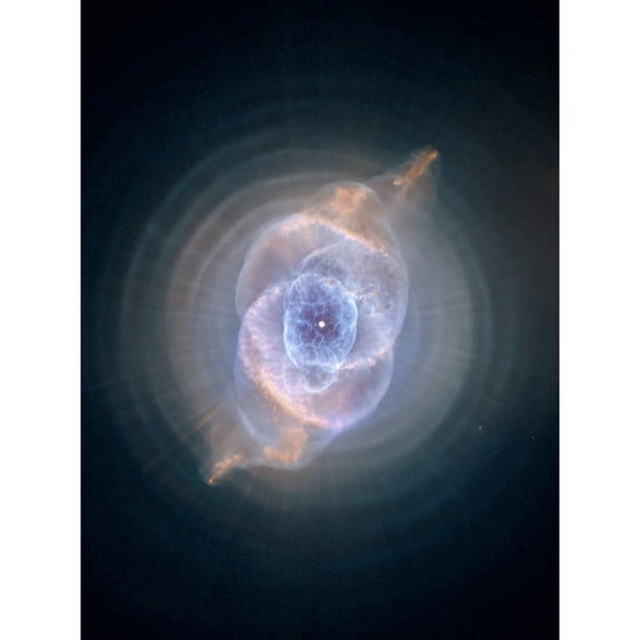 Hubble Space Telescope Image Cat's Eye Planetary Nebula Dying Star Sculpture Gas Dust Spherical Mass Pulse Ejections Bright Bull's Eye Pattern Unframed Wall Art Print Poster Home Decor Premium