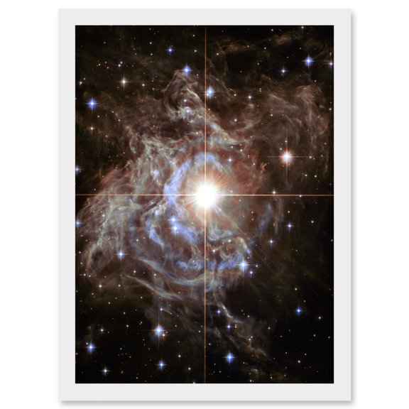 Hubble Space Telescope Image Cepheid Variable Super Star RS Puppis Light Echo Phenomenon Bright Flashes In Nebula Artwork Framed Wall Art Print A4