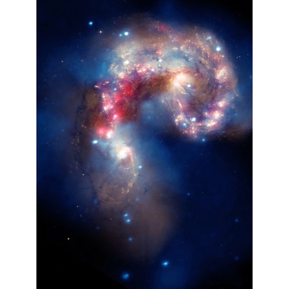 Hubble Space Telescope Image Colourful Antennae Galaxies Galactic Spectacle Colliding Pair Mosaic Composite With Chandra X-Ray Observatory Spitzer Unframed Wall Art Print Poster Home Decor Premium