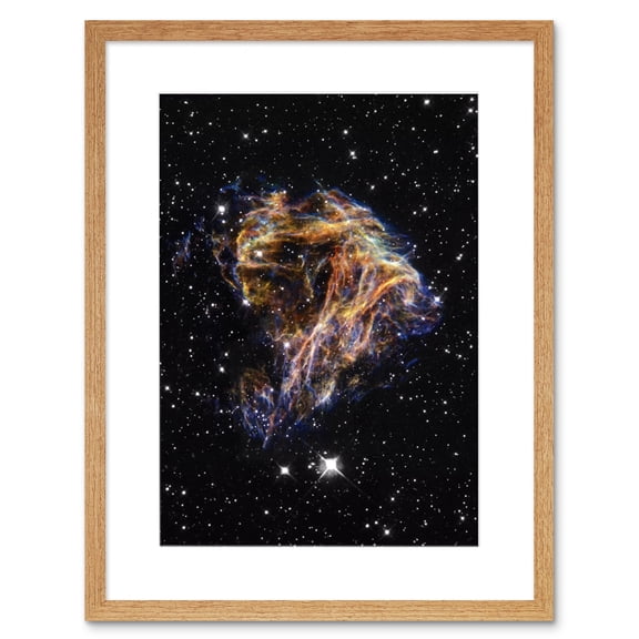 Hubble Space Telescope Image Colourful Sheets Of Debris From The Stellar Explosion Of N 49 DEM L 190 Supernova Remnant Artwork Framed Wall Art Print 9X7 Inch