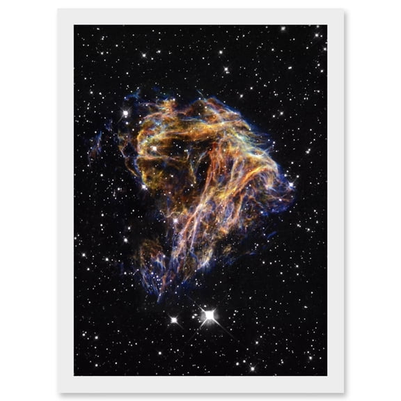 Hubble Space Telescope Image Colourful Sheets Of Debris From The Stellar Explosion Of N 49 DEM L 190 Supernova Remnant Artwork Framed Wall Art Print A4