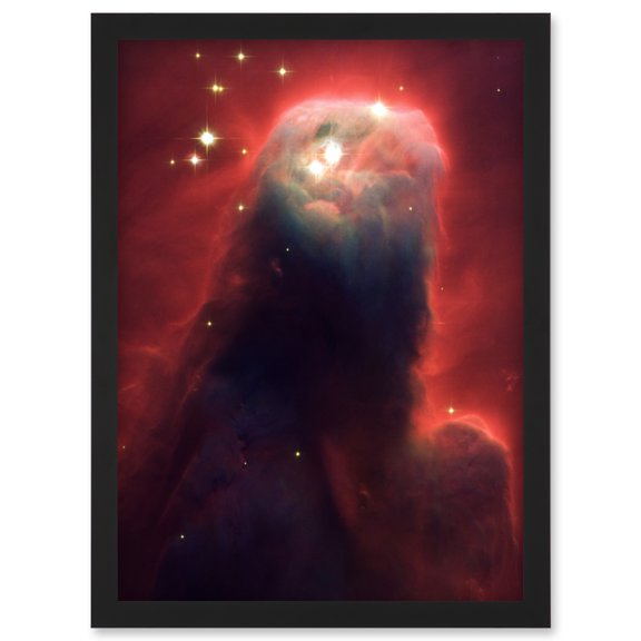 Hubble Space Telescope Image Cone Nebula NGC 2264 Large Red Blue Pillar Of Gas And Dust In Star Forming Incubator Region Artwork Framed Wall Art Print A4