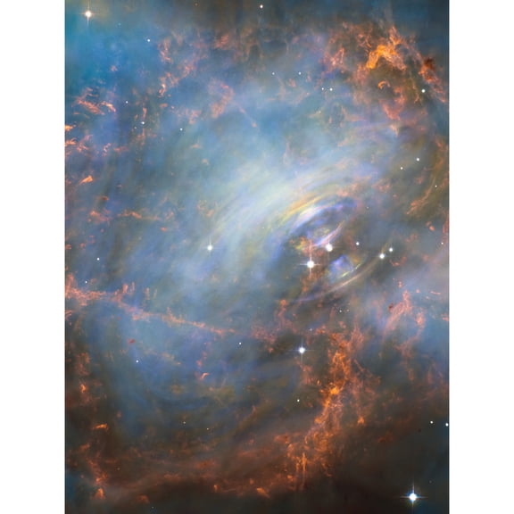 Hubble Space Telescope Image Crab Nebula Close-Up Colourful Supernova Remnants Pulsating Energy Radiation Ripples Charged Particles Magnetic Fields Unframed Wall Art Print Poster Home Decor Premium