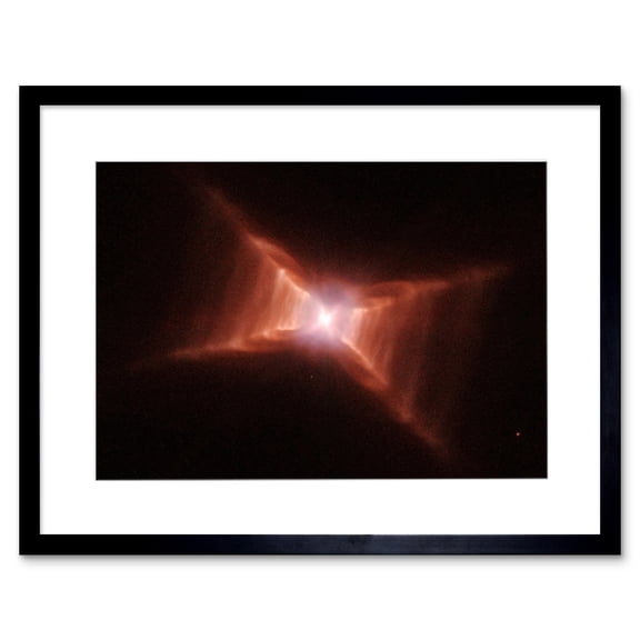 Hubble Space Telescope Image Dying Star HD 44179 Red Rectangle Nebula With Rungs Of Gas And Dust Forming Ladder Like Structures Reflecting Light Artwork Framed Wall Art Print 9X7 Inch