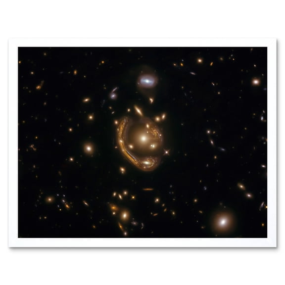 Hubble Space Telescope Image Einstein Molten Ring Galaxy Phenomenon Gravitational Lensing Distant Galaxy Peak Epoch Starbirth Cosmic Evolution Art Print Framed Poster Wall Decor 12x16 inch