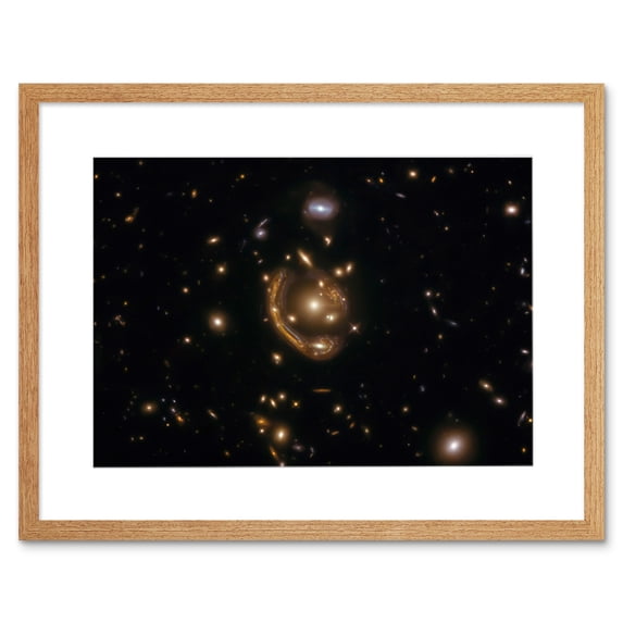 Hubble Space Telescope Image Einstein Molten Ring Galaxy Phenomenon Gravitational Lensing Distant Galaxy Peak Epoch Starbirth Cosmic Evolution Artwork Framed Wall Art Print 9X7 Inch