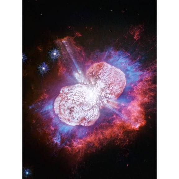 Hubble Space Telescope Image Eta Carinae Petulant Star Red Blue Bipolar Bubbles Observations In UV Light Uncover Magnesium Embedded In Warm Gas Large Wall Art Poster Print Thick Paper 18X24 Inch