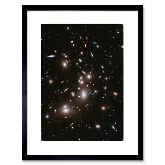 Hubble Space Telescope Image Frontier Field Abell 2744 Deep Picture Of Pandora's Galaxy Cluster Evolution After Big Bang Artwork Framed Wall Art Print 9X7 Inch